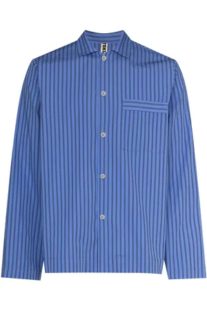 Tekla Striped poplin pajama shirt