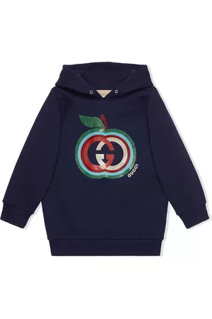 Gucci Girls Hoodies - Apple-print cotton hoodie - Blue