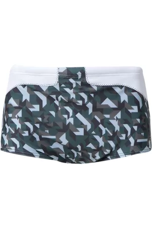 AMIR SLAMA Men Swim Shorts - Geometric print trunks - Green