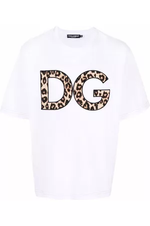 Dolce & Gabbana Men T-shirts - DG leopard-print patch T-shirt - White