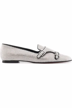 santoni Sequin-embellished buckle -detail loafers