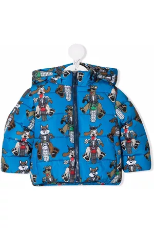 Stella McCartney Puffer Jackets - Motor Doggies print puffer jacket - Blue