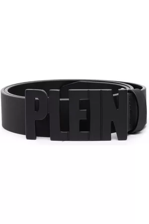 Philipp Plein Men Belts - Plein lettering logo leather belt - Black