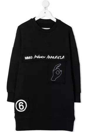 Maison Margiela Girls Casual Dresses - Logo-tape midi sweater dress - Black