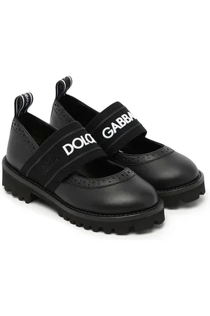 Dolce & Gabbana Logo-tape leather Mary Jane shoes
