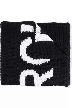 Maison Margiela Girls Scarves - Logo intarsia knitted scarf - Black