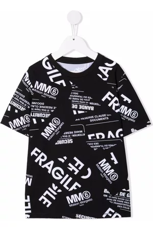 Maison Margiela Boys T-shirts - Fragile-print stretch-cotton T-shirt - Black