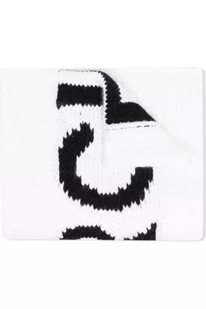 Maison Margiela Girls Scarves - Logo intarsia knitted scarf - White