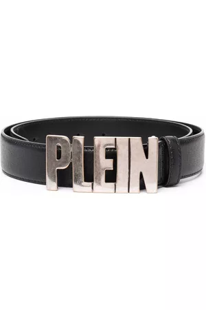 Philipp Plein Men Belts - Logo-plaque leather belt - Black