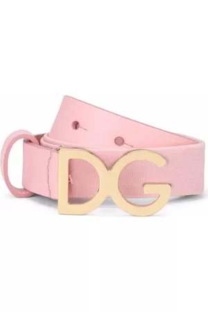 Dolce & Gabbana Belts - Logo-buckle leather-trim belt - Pink