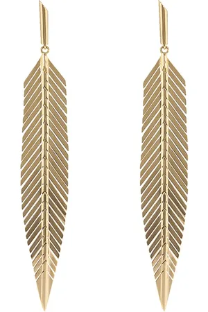Cadar 18kt rose large feather drop earrings