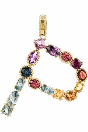 Dolce & Gabbana 18kt yellow P letter gemstone pendant