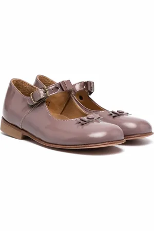 PèPè Bow-detail leather ballerina shoes