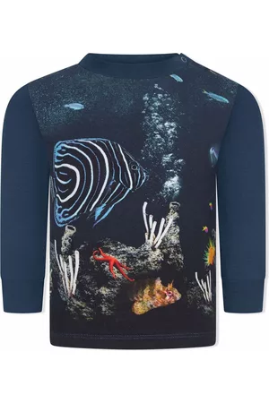 Molo Eloy fish-print cotton top - Blue