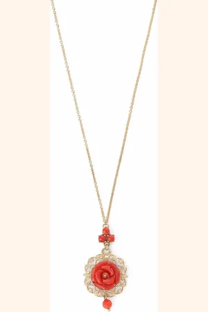 Dolce & Gabbana 18kt yellow Rose coral pendant necklace