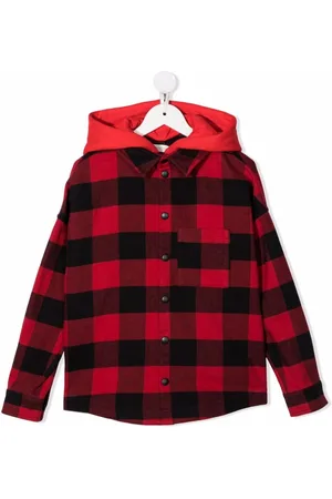 Palm Angels Check-print hooded overshirt