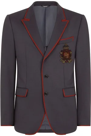Dolce & Gabbana Deconstructed logo-patch single-breasted blazer