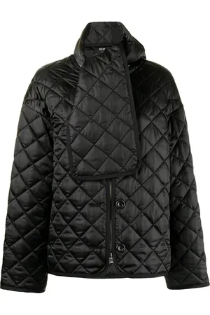 GOEN.J Scarf-detail quilted oversized jacket
