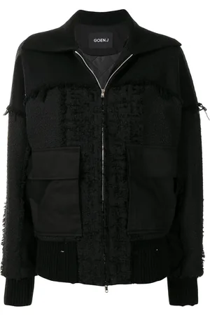 GOEN.J Frayed tweed patchwork bomber jacket