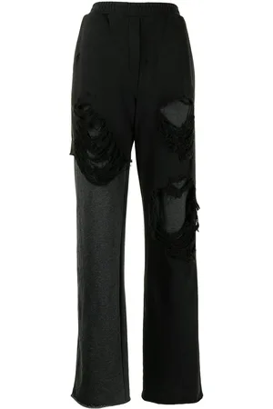 GOEN.J Distressed layered wide leg trousers