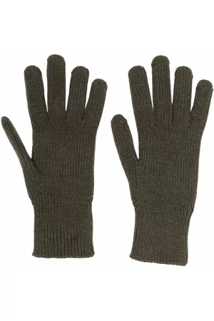 Moncler Men Gloves - Logo patch knitted gloves - Green