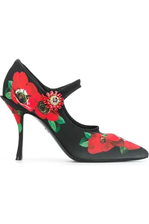 Dolce & Gabbana Women Floral shoes - Mary Jane floral pumps - Black