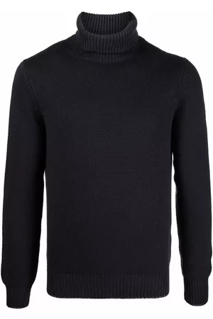 DELL'OGLIO Men Turtleneck Sweaters - Roll-neck rib-trimmed jumper - Grey