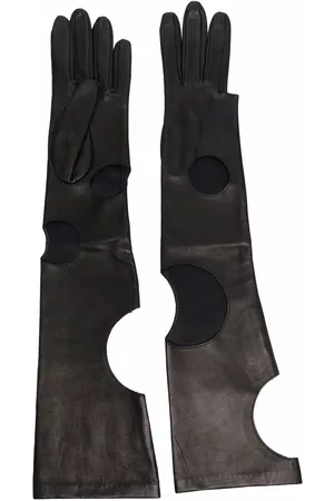 Manokhi Women Gloves - Cut out-detail leather gloves - Black