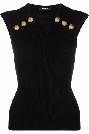 Balmain Button-embellished knitted top