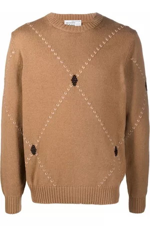 BALLANTYNE Men Sweatshirts - Argyle knit cashmere jumper - Brown