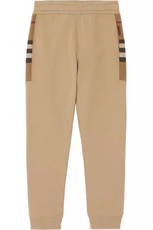Burberry Men Sweatpants - Check-pattern track pants - Neutrals