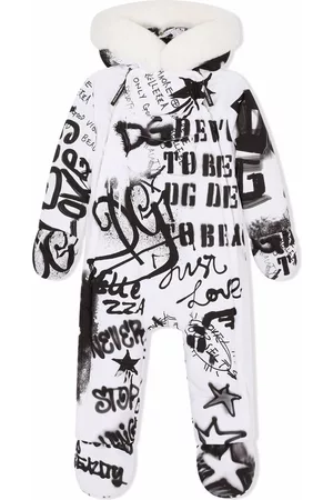 Dolce & Gabbana Ski Suits - Graffiti-print padded snowsuit - Black