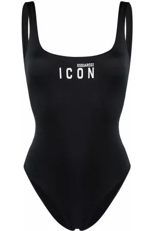 Dsquared2 Women Swimsuits - Slogan-print two-tone swimsuit - Black