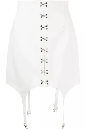 DION LEE Corset-style suspender-detail skirt - White