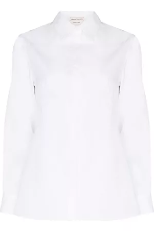 Alexander McQueen Women Long Sleeved Shirts - Corset-detail long-sleeve shirt - White