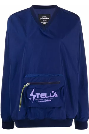 Stella McCartney Women Sweatshirts - V-neck pouch pocket sweatshirt - Blue