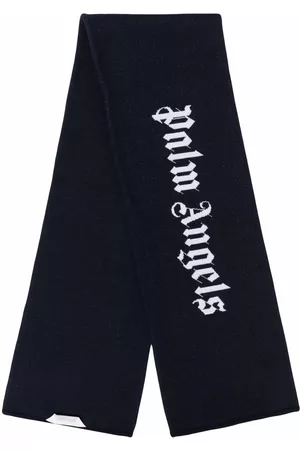 Palm Angels Boys Scarves - Logo-print knit scarf - Blue