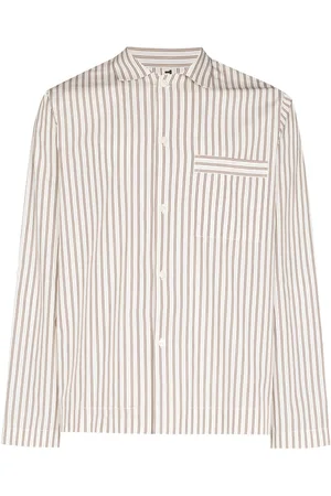 Tekla Striped organic cotton pajama shirt