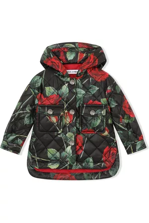 Dolce & Gabbana Quilted rose-print coat - Black