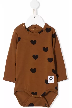 Mini Rodini Clothing - Heart-print jersey body - Brown