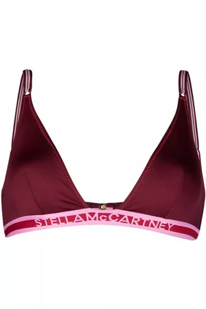 Stella McCartney Women Triangle Bikinis - Logo-band triangle bikini top - Red