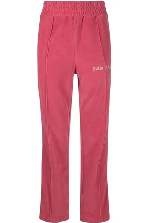 velvet-effect side-stripe track pants in purple - Palm Angels