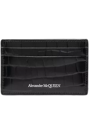Alexander McQueen Men Wallets - Crocodile-effect leather cardholder - Black