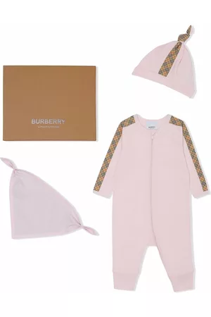 Burberry Bodysuits & All-In-Ones - Vintage check trim three-piece gift set - Pink