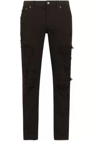 Dolce & Gabbana Men Skinny Jeans - Distressed-effect skinny jeans - Black