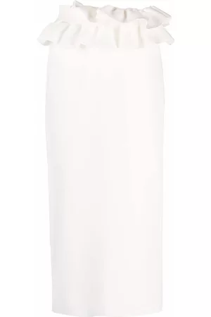 Alexander McQueen Women Midi Skirts - Ruffle-detail midi skirt - White