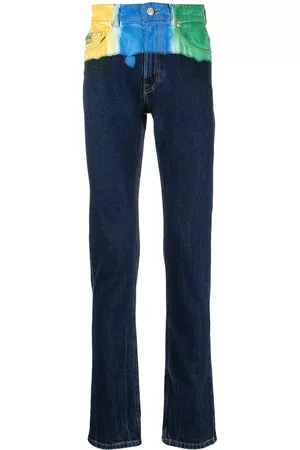 VERSACE Men Slim Jeans - Colour-block slim-fit jeans - Black