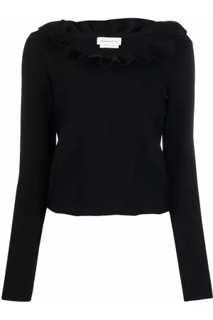 Alexander McQueen Women Long sleeved Shirts - Ruffled long-sleeve jumper - Black