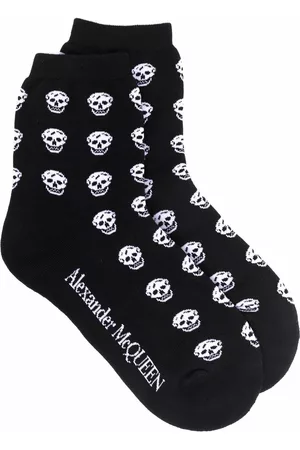 Alexander McQueen Women Socks - Intarsia-knit ankle socks - Black