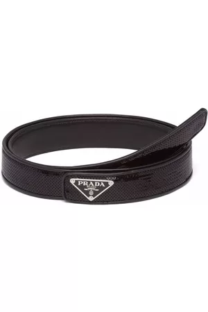 Prada Sequin-embellished triangle-logo belt - Black
